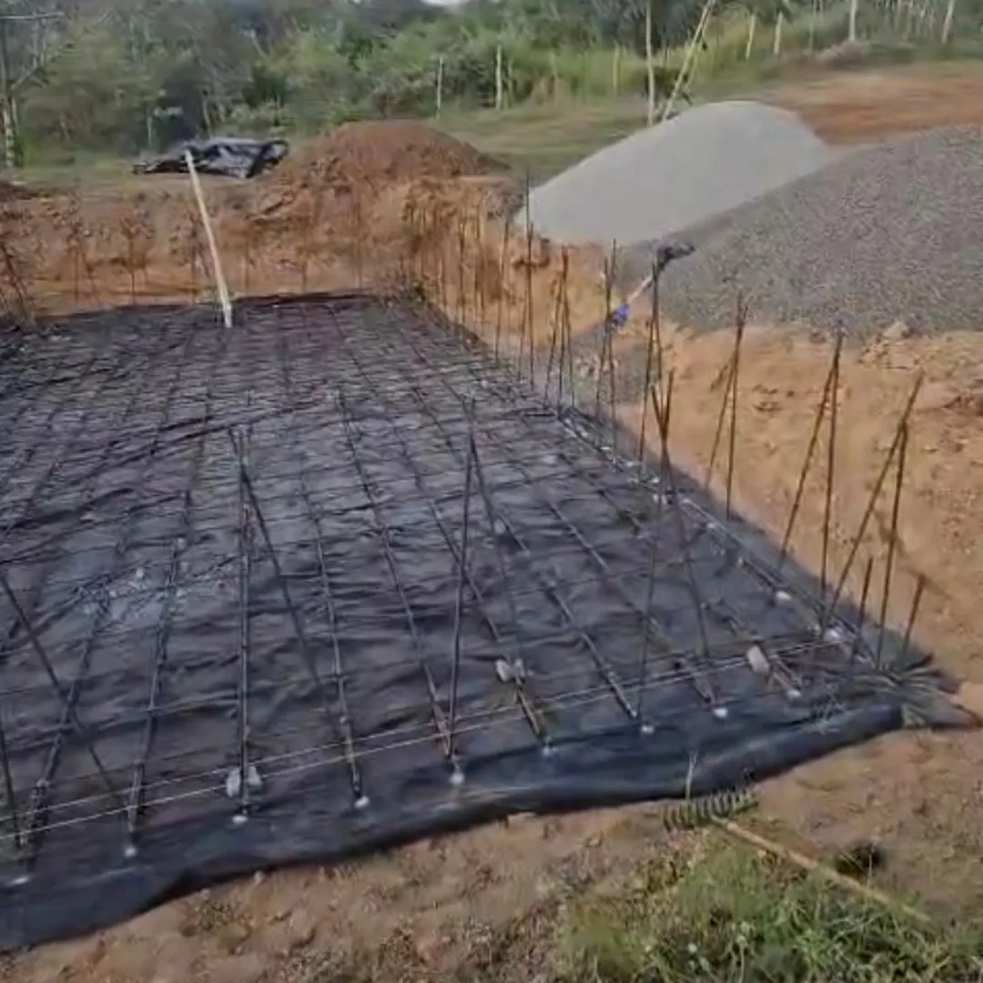 Excavación de la piscina con la armadura de acero colocada